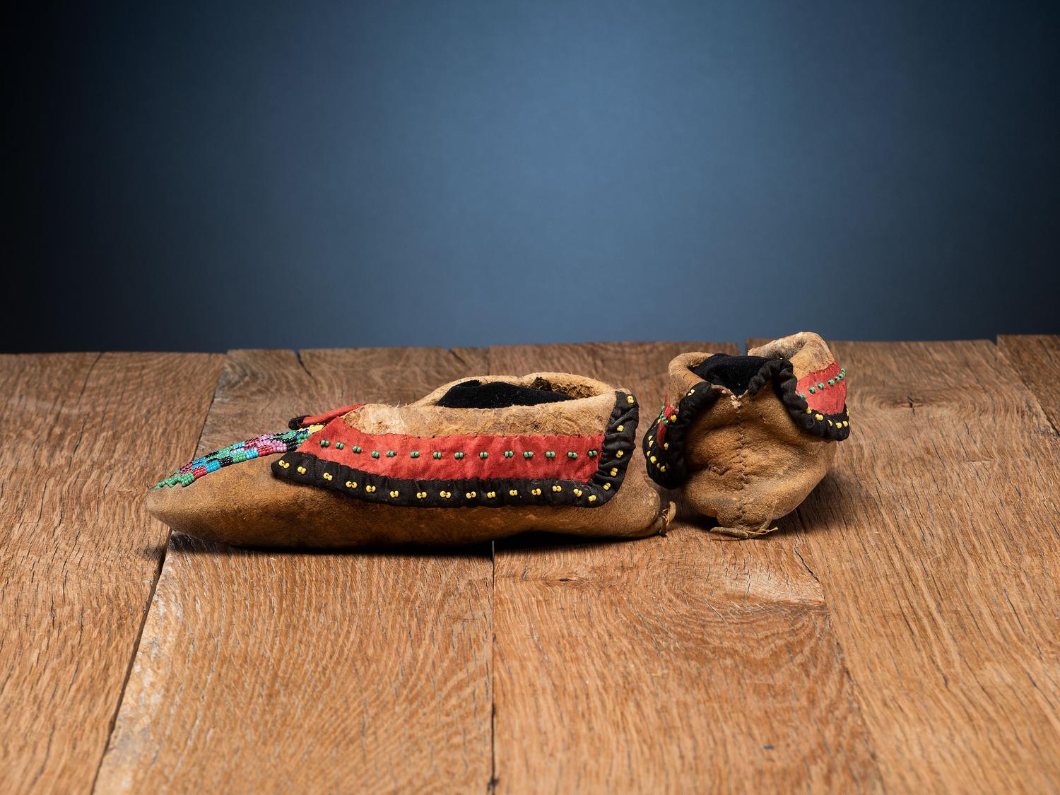 Kickapoo Beaded Smoke-Tanned Hide Moccasins