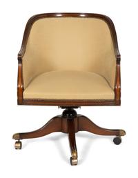 A Regency Style Mahogany Barrell Back Swivel Desk Chair
