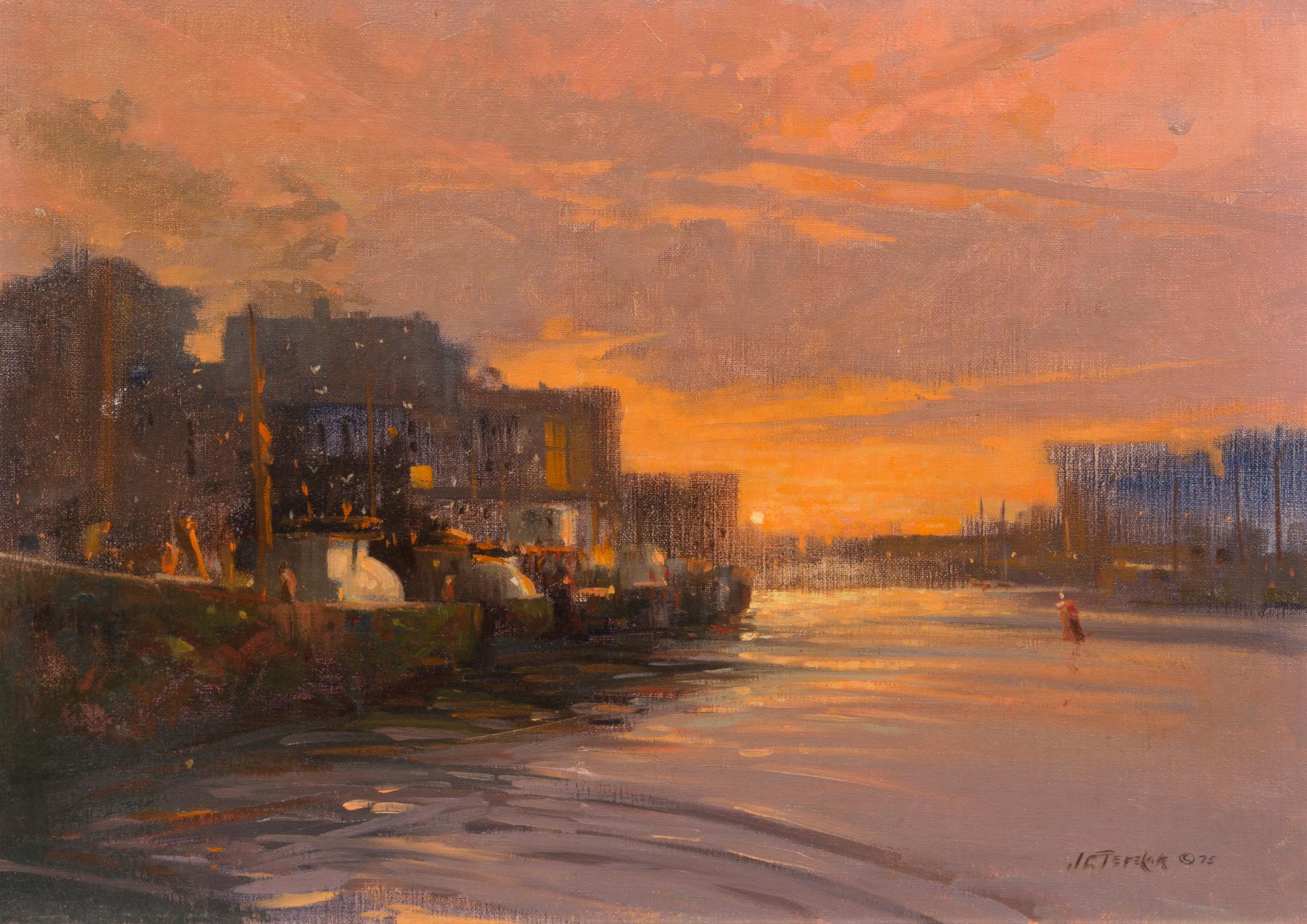 John Terelak, (American, b. 1942), A Sunset Harbor Scene, 1975