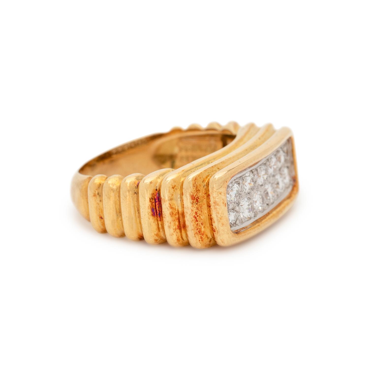 FRENCH, YELLOW GOLD, PLATINUM AND DIAMOND RING