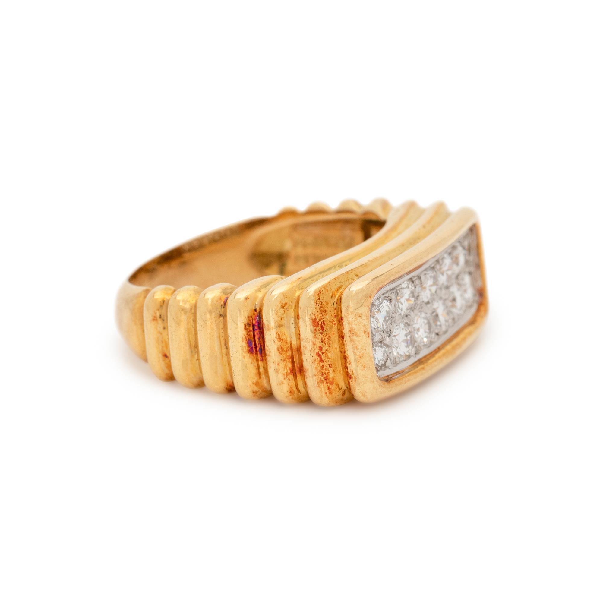 FRENCH, YELLOW GOLD, PLATINUM AND DIAMOND RING