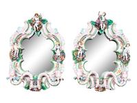 A Pair of Continental Porcelain Girandole Mirrors
