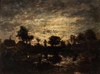 L'étang, coucher de soleil , 1848