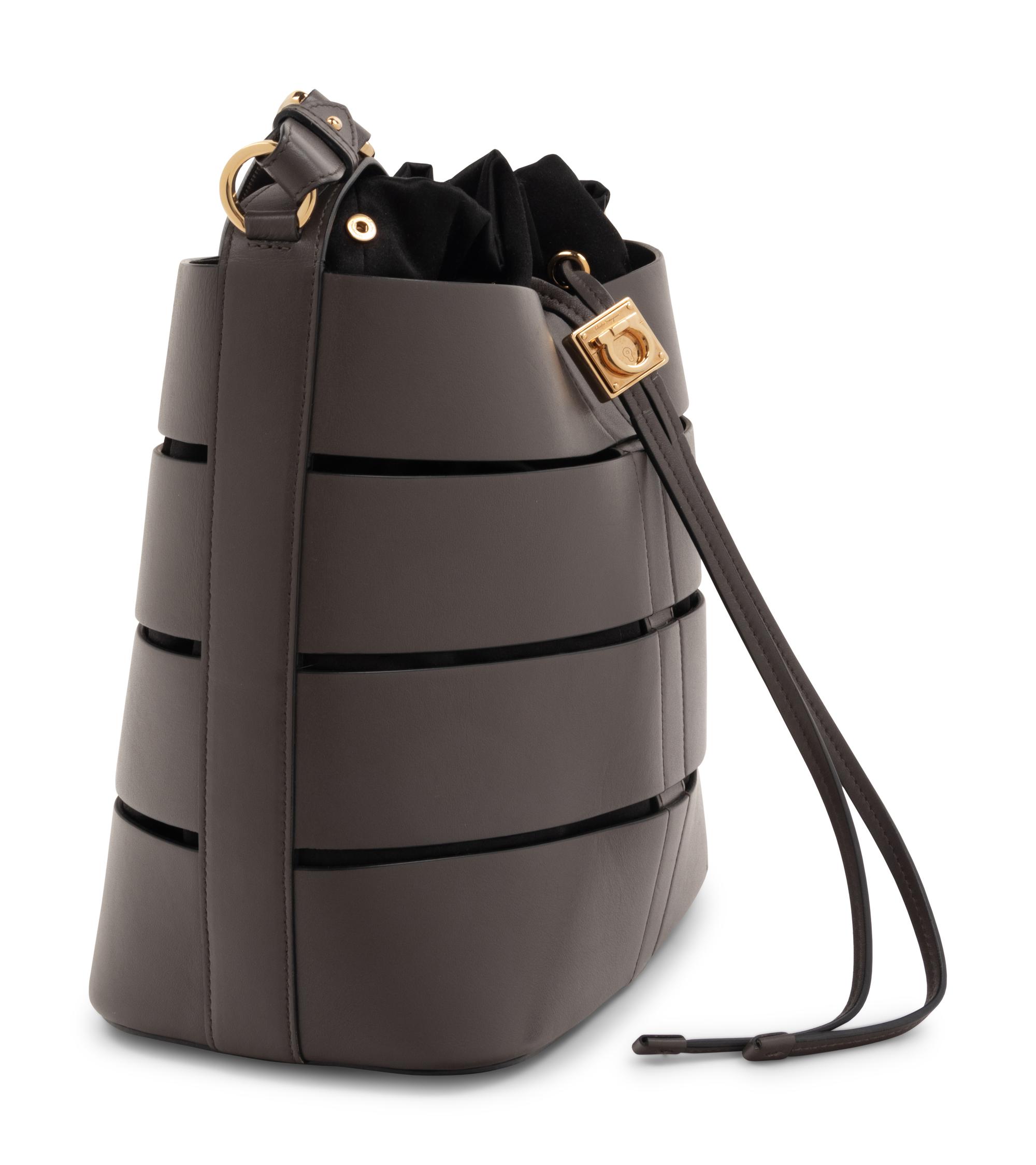 Salvatore Ferragamo Sansy Leather Cut-Out Bucket Bag, 2010s