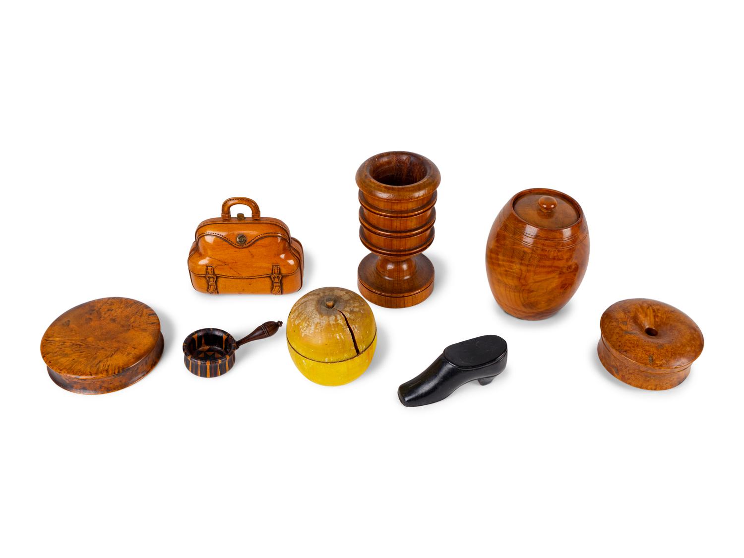 A Group of Eight American Treen Boxes and a Cup — 19TH/20TH CENTURY