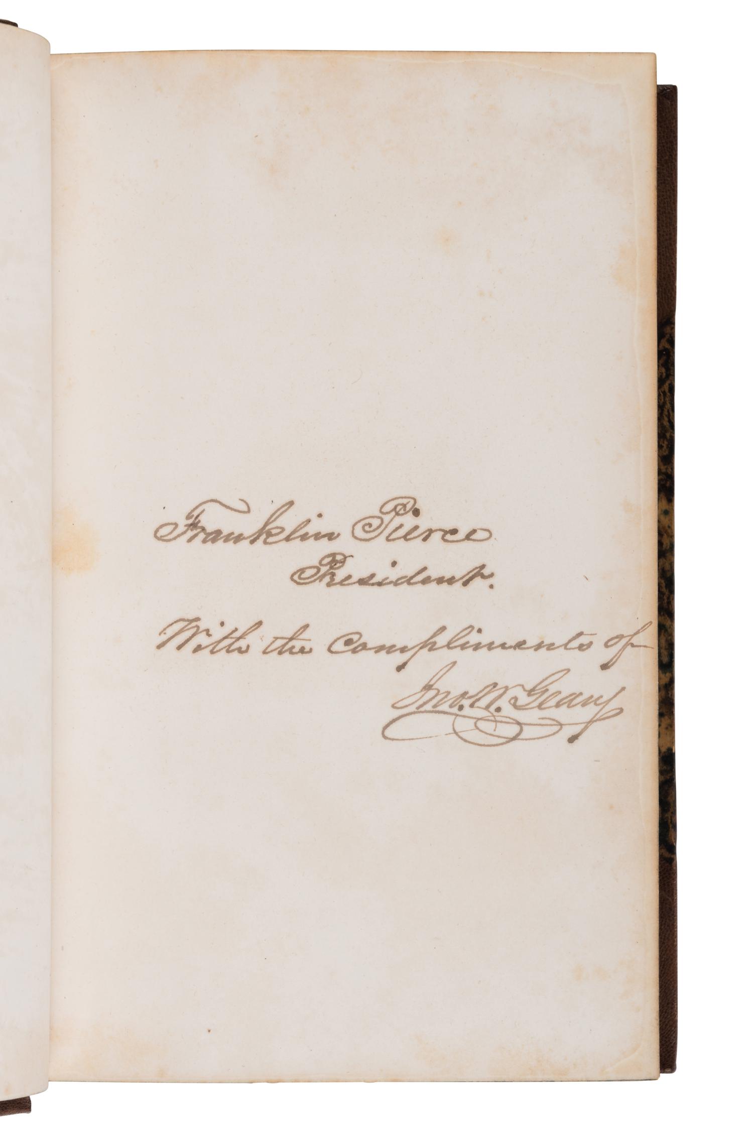 [PIERCE, Franklin (1804-1869), his copy]. SOULE, Frank, John H. GIHON, and James NISBET. The Annals of San Francisco; Containing a Summary of the History of the First Discovery, Settlement, Progress, and Present Condition of California, and a Complete History of all the Important Events Connected with Its Great City. New York: D. Appleton & Company, 1855.