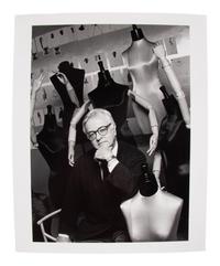 A Fashion Sketch by Geoffrey Beene & A Photo of Geoffrey Beene by Steven Caras