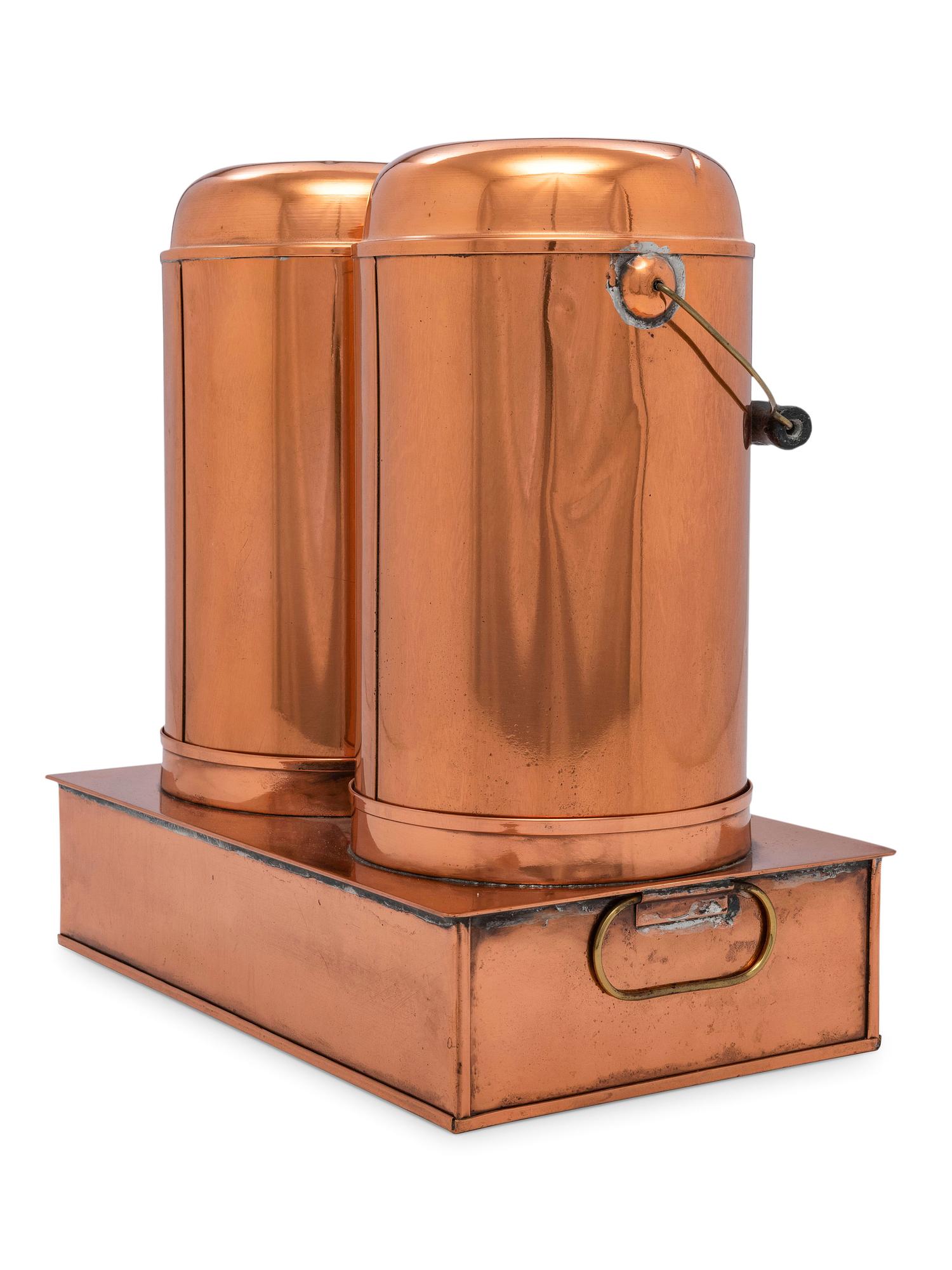 Three Sets of American Copper Mudge Canners