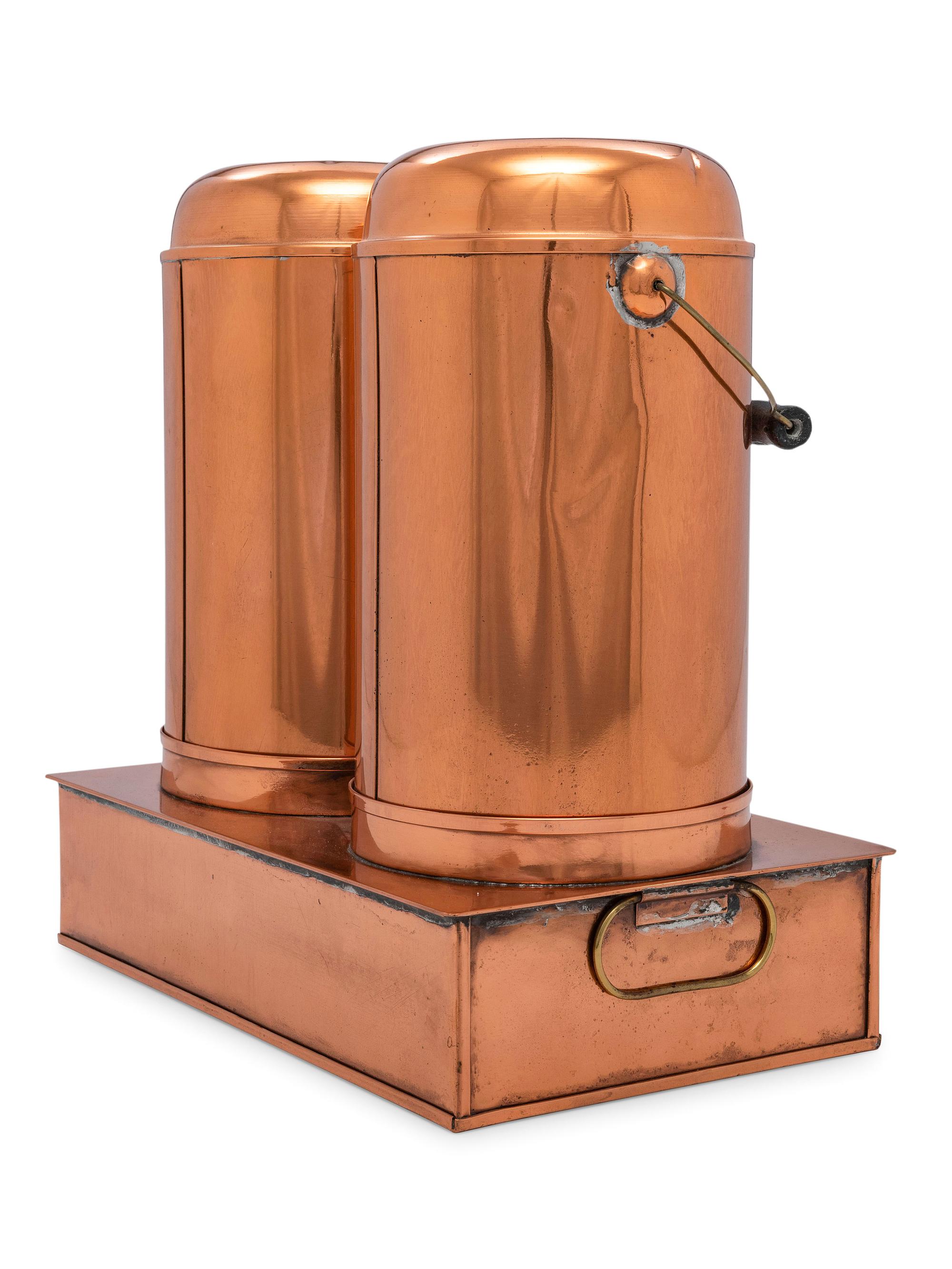 Three Sets of American Copper Mudge Canners