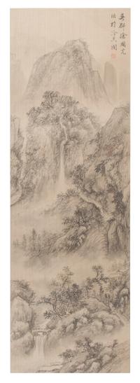 A Group of Five Ink and Color on Paper Scrolls Height of one 38 x width 12 3/4 inches.