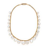 Etruscan Revival, Moonstone and Yellow Gold Necklace