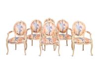 A Set of Six Interior Crafts Lacquer-Finished Dining Chairs