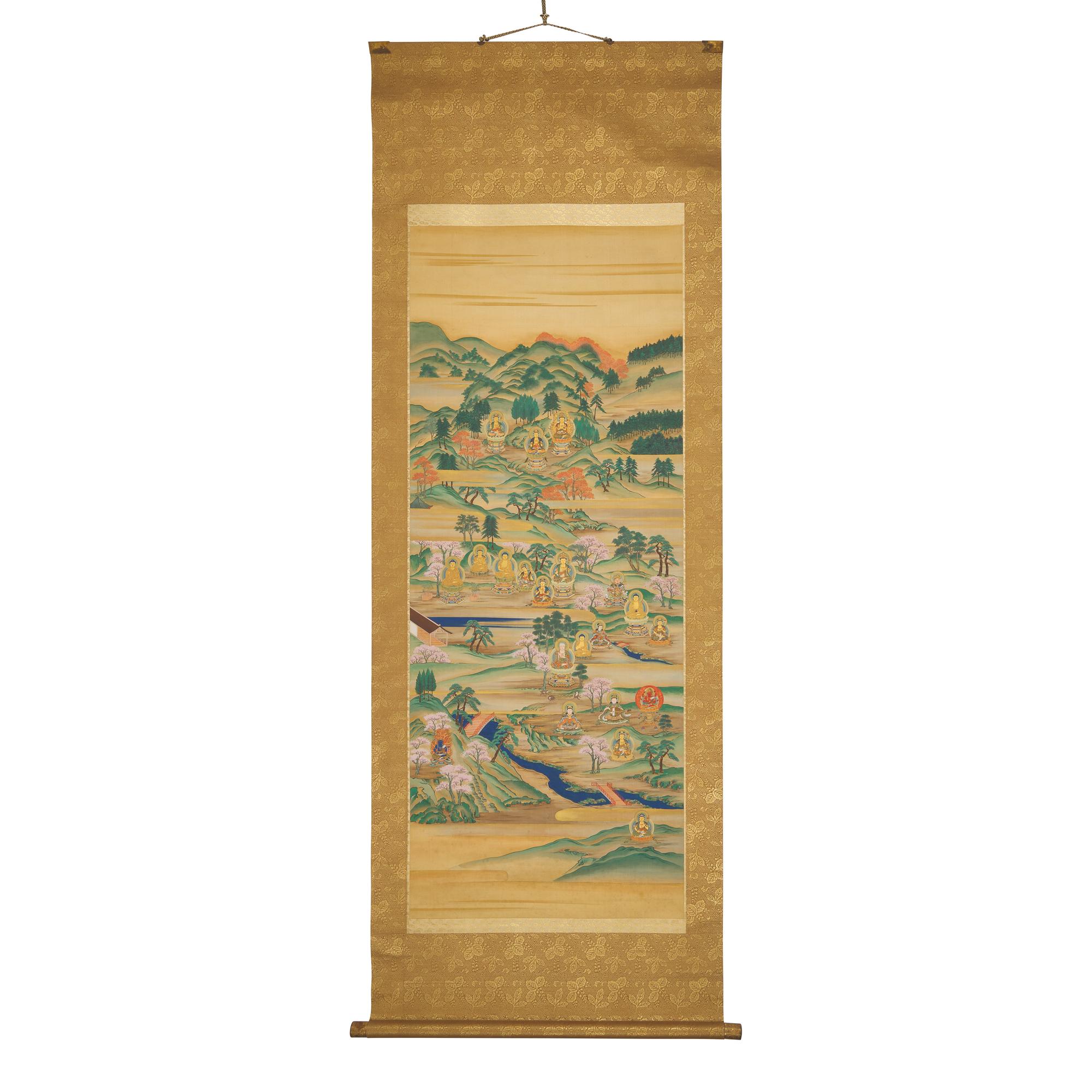 A Japanese Buddhist "Yoshino Mandala" Kakemono, Meiji Period — 明治時期 佛教吉野曼荼羅掛軸