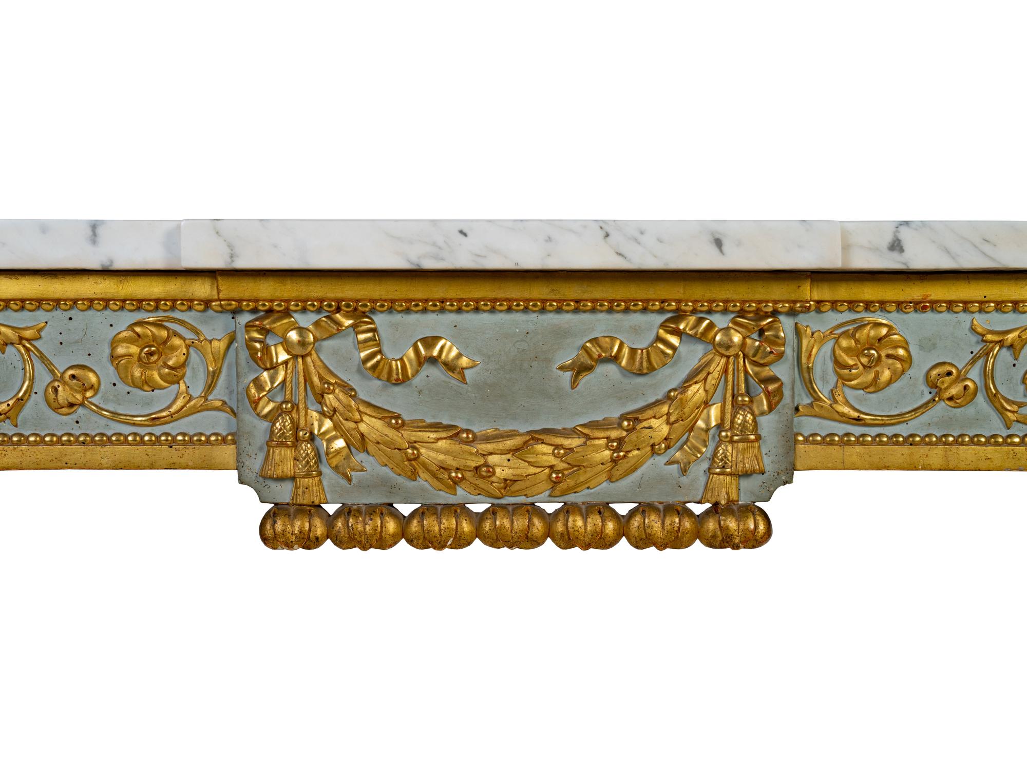 An Italian Painted and Gilt Marble-Top Console Table