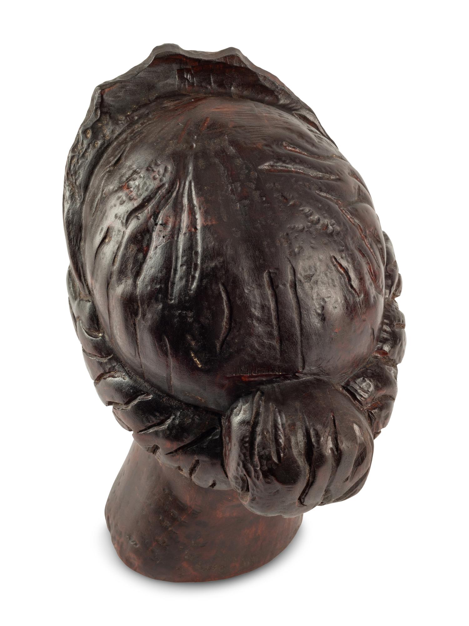 A Continental Carved Wood Head of Aphrodite