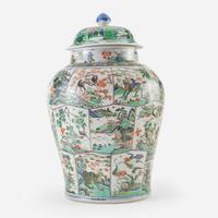 An impressive large Chinese famille verte-decorated jar and cover 五彩大盖罐 Kangxi period ? ??