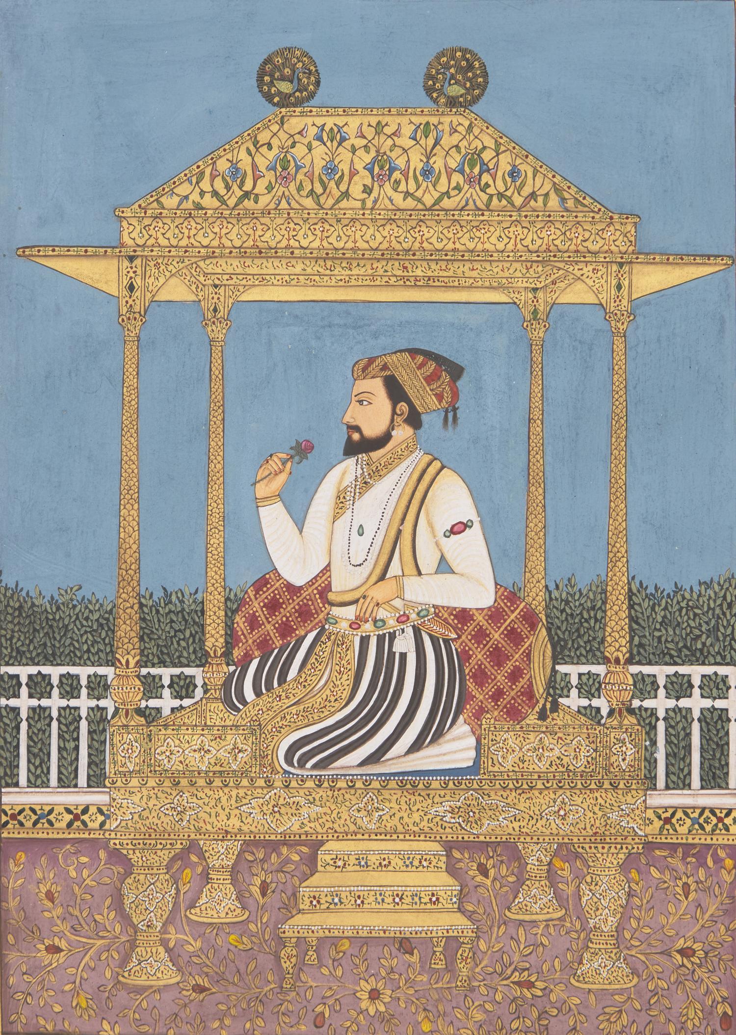 A Painting of Emperor Shah Jahan Seated on the Peacock Throne, North India, 20th Century