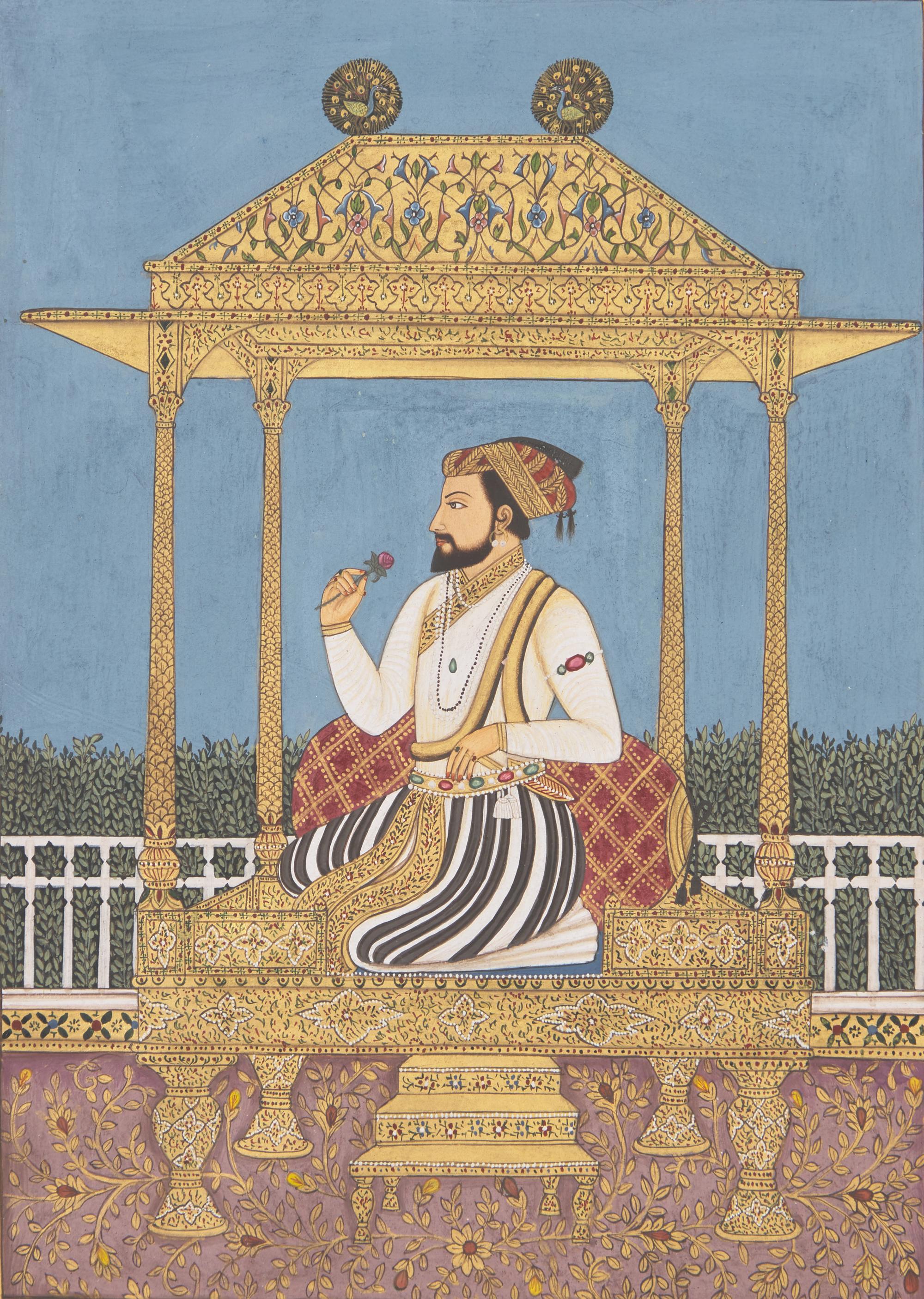 A Painting of Emperor Shah Jahan Seated on the Peacock Throne, North India, 20th Century