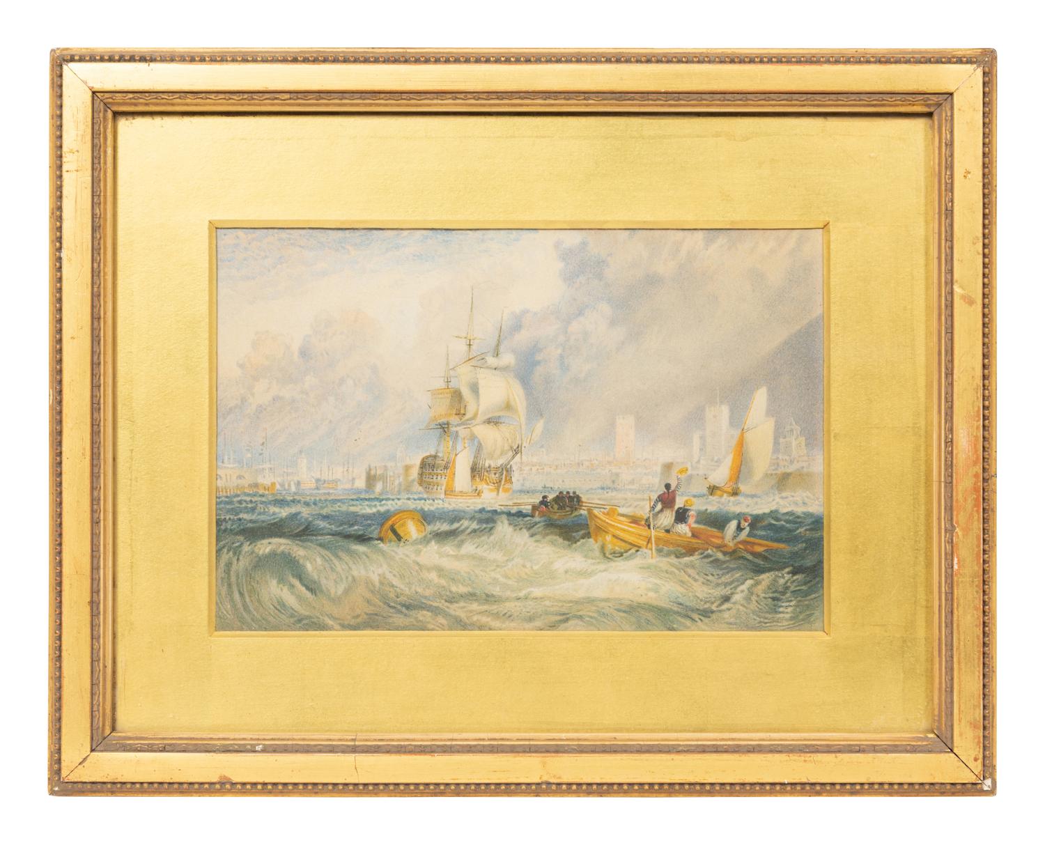 A Gilt Framed Color Lithograph of a William Turner painting "Portsmouth"