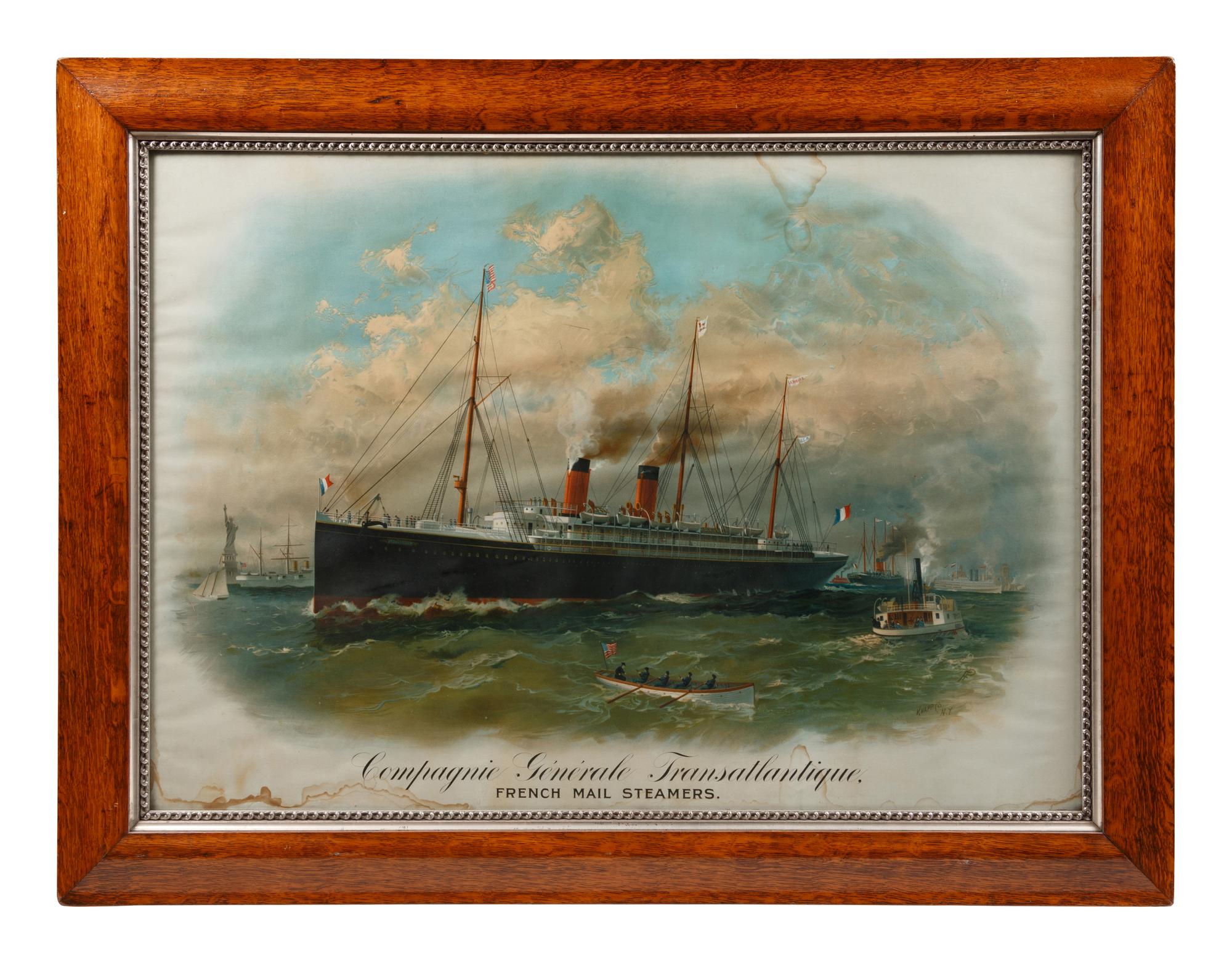 A French Transoceanic Steamship Lithograph Poster