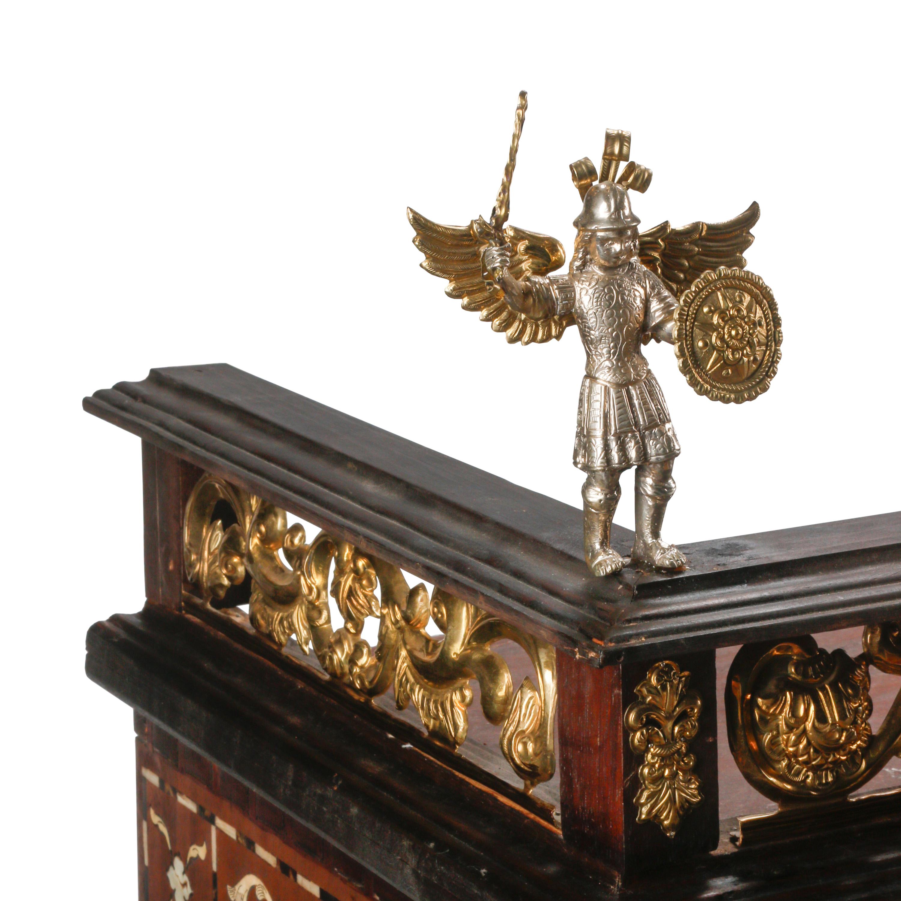 A Spanish Marquetry and Gilt Metal Mounted Collector's Cabinet