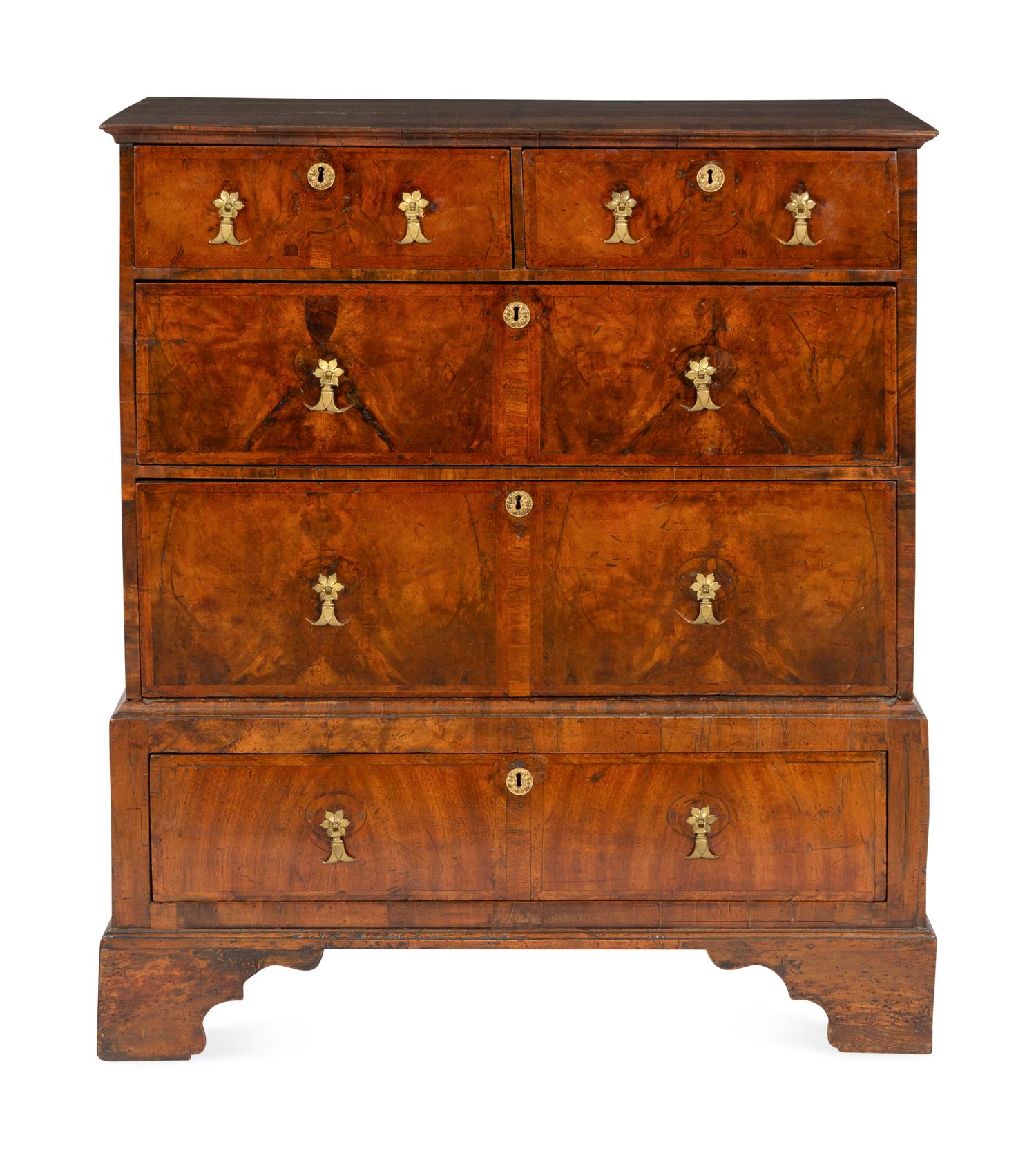 A William and Mary Burl Walnut Chest of Drawers