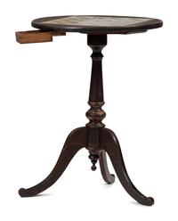 A Late Federal Turned, Incised and Painted Checkerboard Top Candlestand