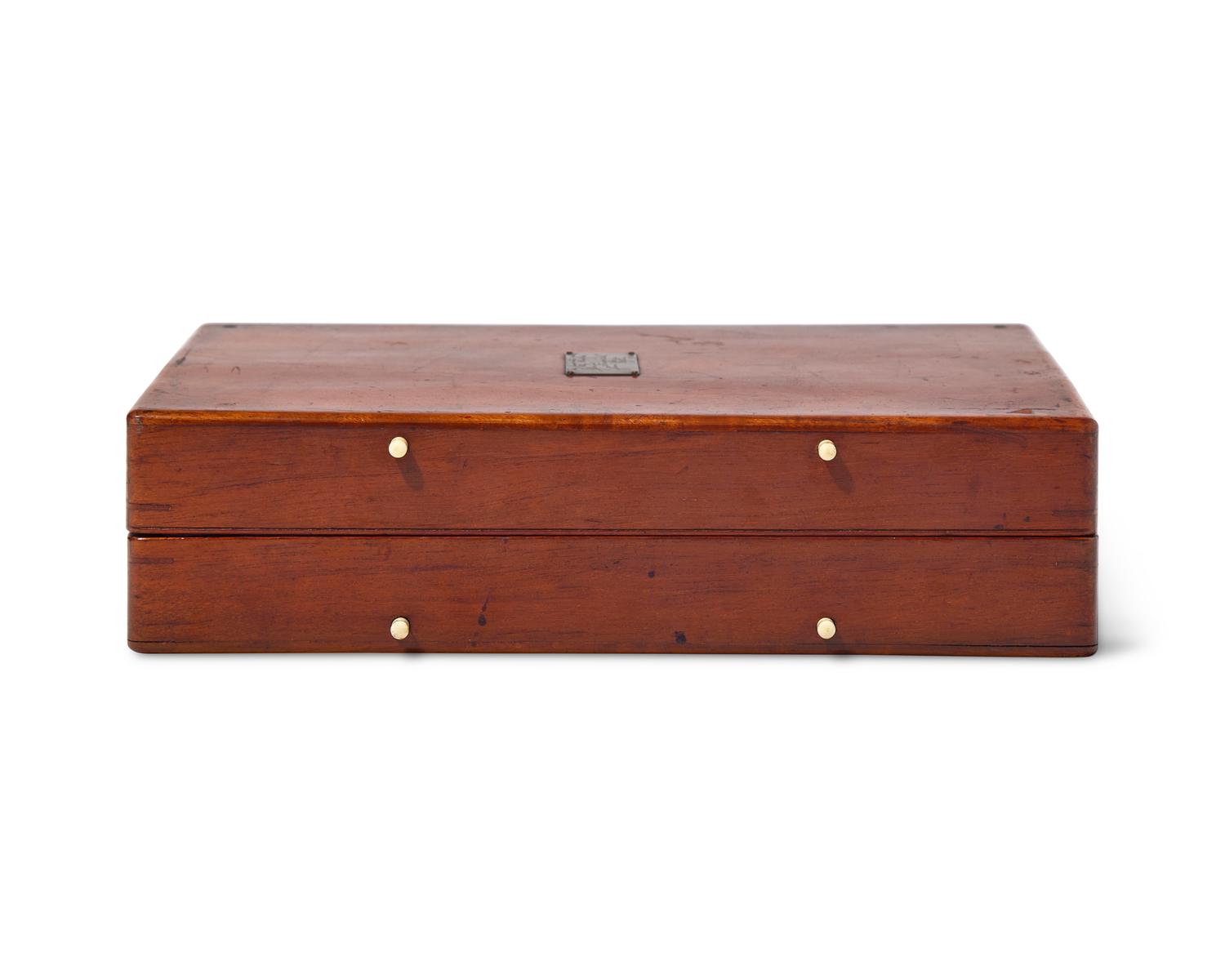 A Satinwood and Mahogany Folding Chess Set from William Vincent Astor's Yacht, Nourmahal