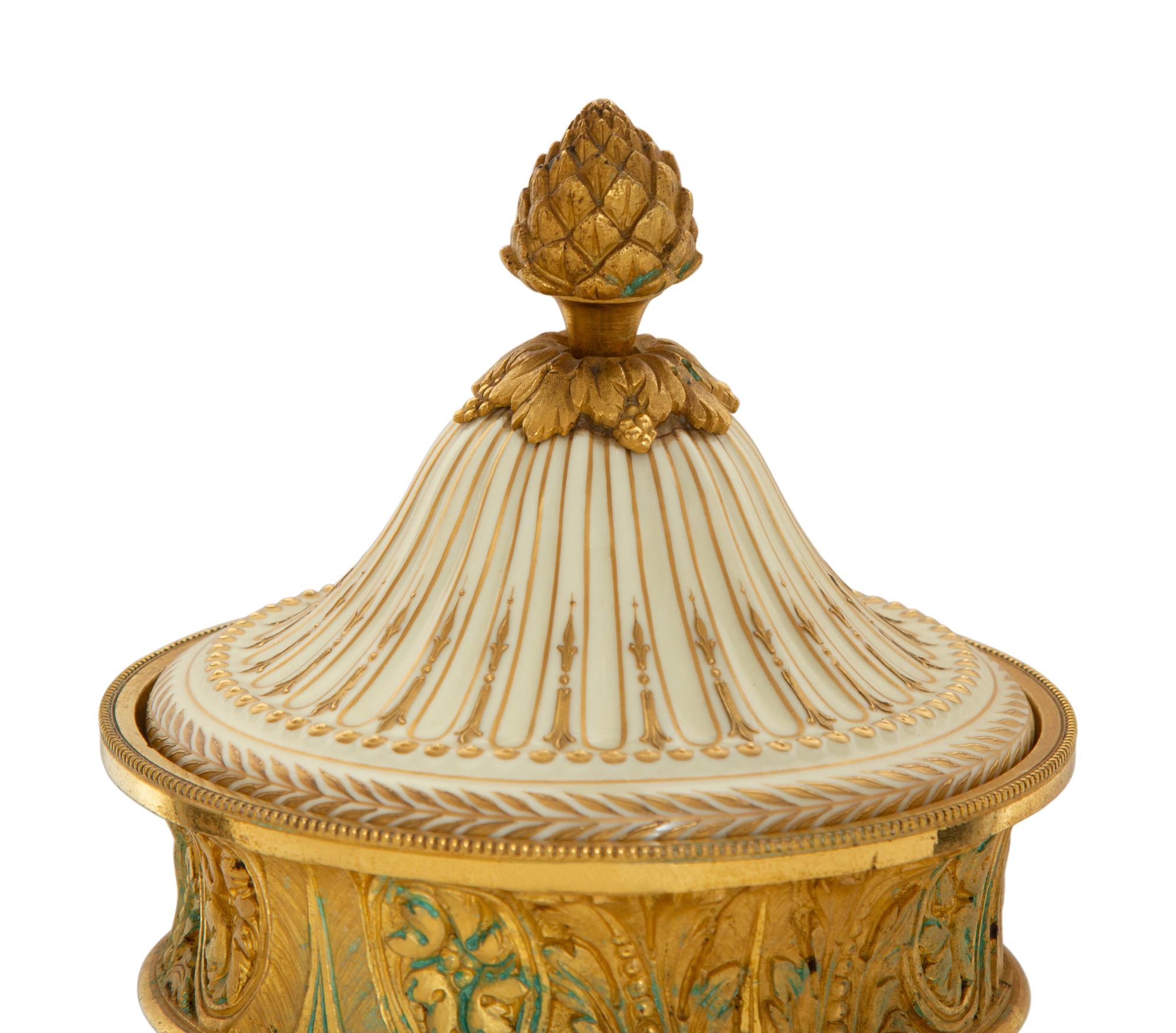 A Gilt Bronze Mounted Sèvres Porcelain Urn
