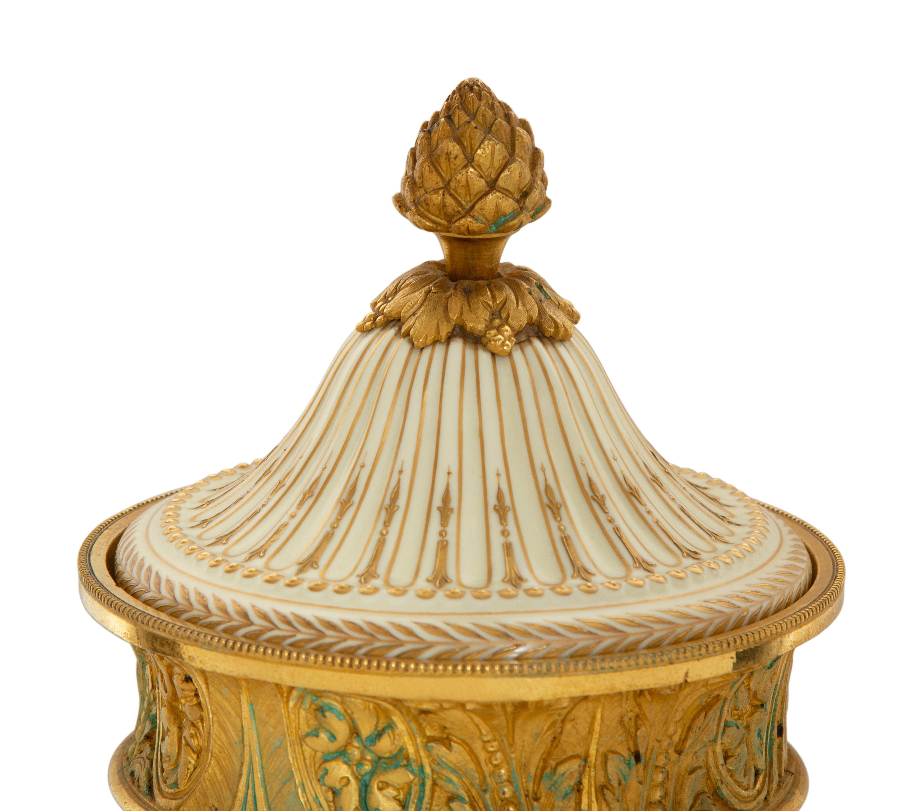 A Gilt Bronze Mounted Sèvres Porcelain Urn