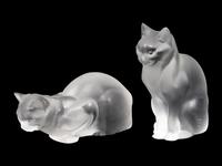 Two Lalique Cat Figures