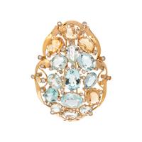 CITRINE, GLASS AND DIAMOND BROOCH