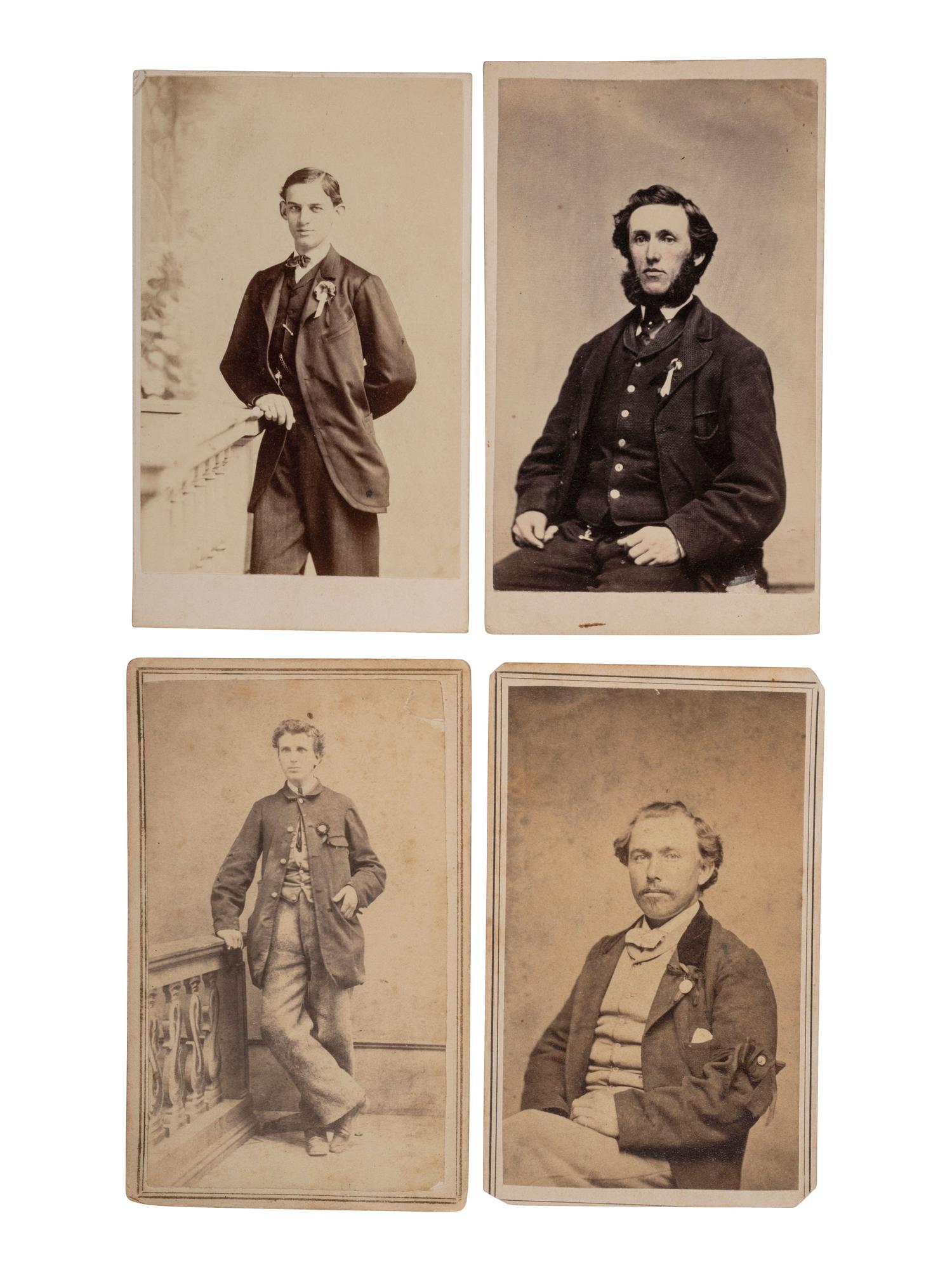 [LINCOLN, Abraham (1809-1865)]. 8 CDVs of soldiers and civilians wearing Lincoln mourning badges and bands, incl. First Lt. Sylvester Shepard, 91st New York Volunteers, KIA at Port Hudson.