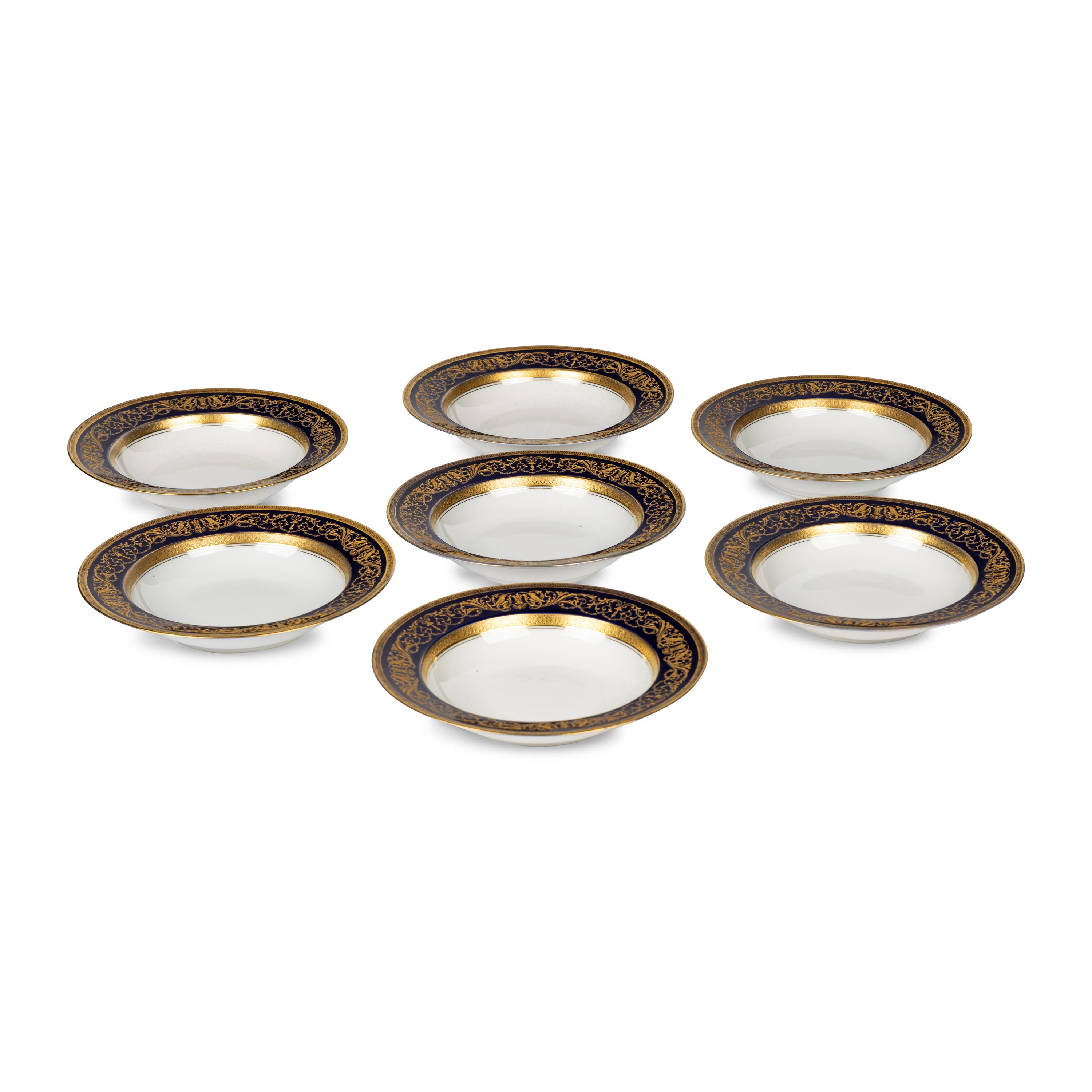 A Set of Seven Rosenthal Parcel-Gilt Porcelain Soup Plates