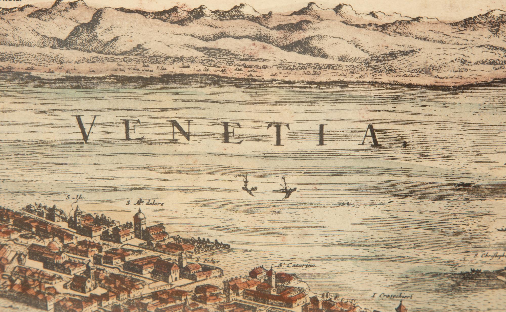 A Framed Reproduction 1706 Map of Ancient Venice