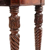A Pair of William IV Brass-Inlaid Mahogany Flip-Top Tables