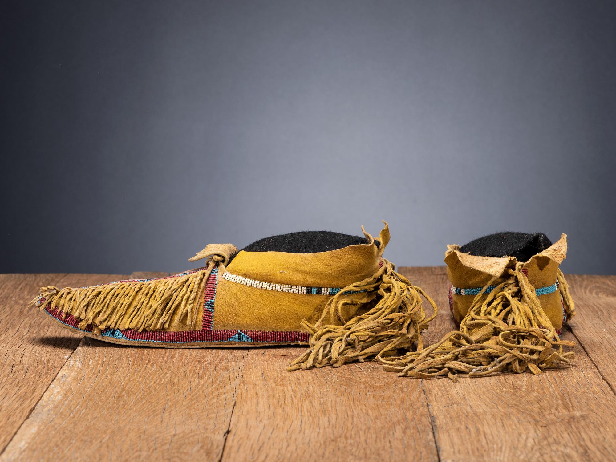 Kiowa Beaded Hide Moccasins