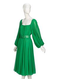 Galanos, Green Chiffon Cocktail Dress