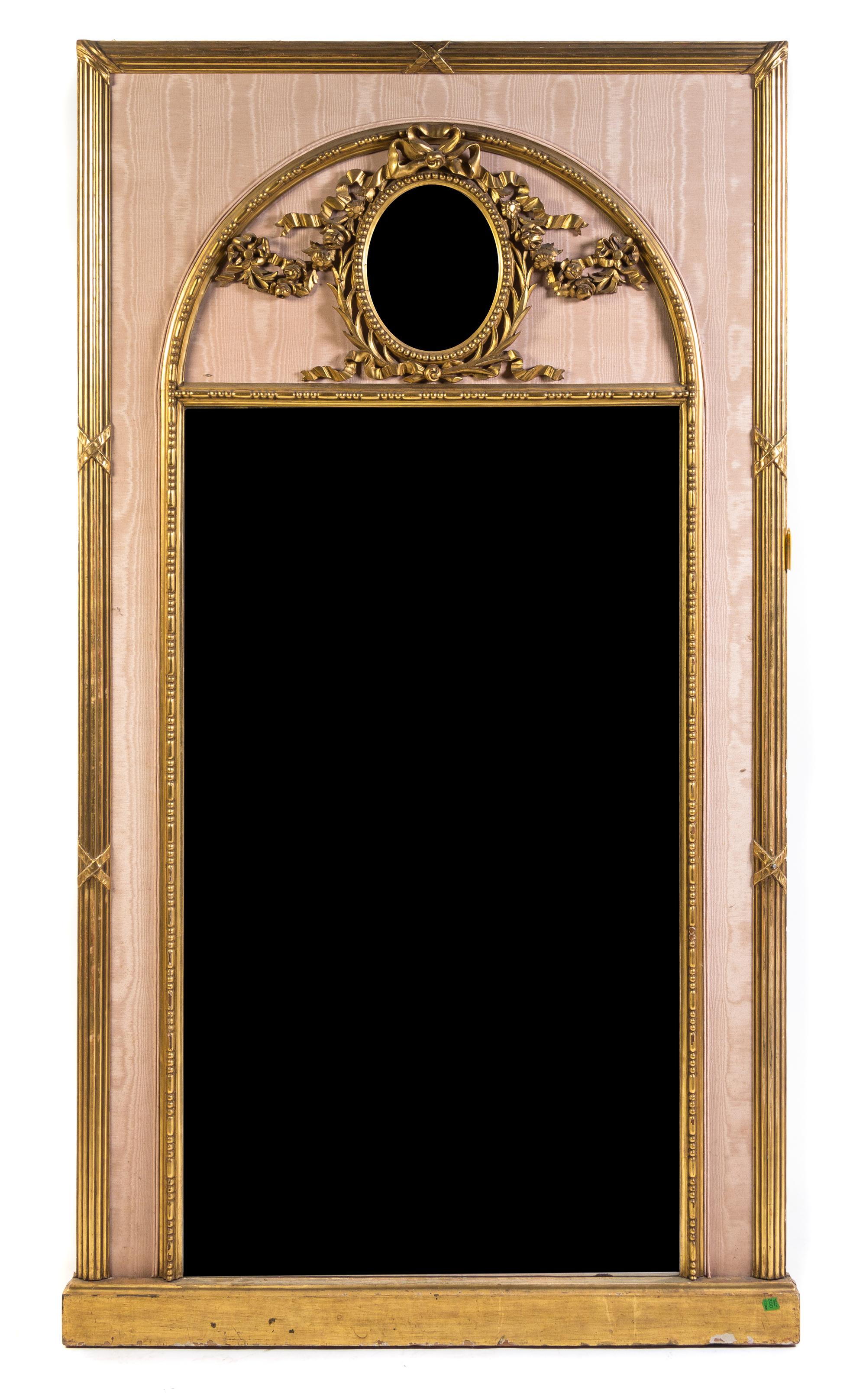 A Louis XVI Style Giltwood Trumeau Mirror Height 82 x width 45 1/2 inches. — FIRST HALF 20TH CENTURY
