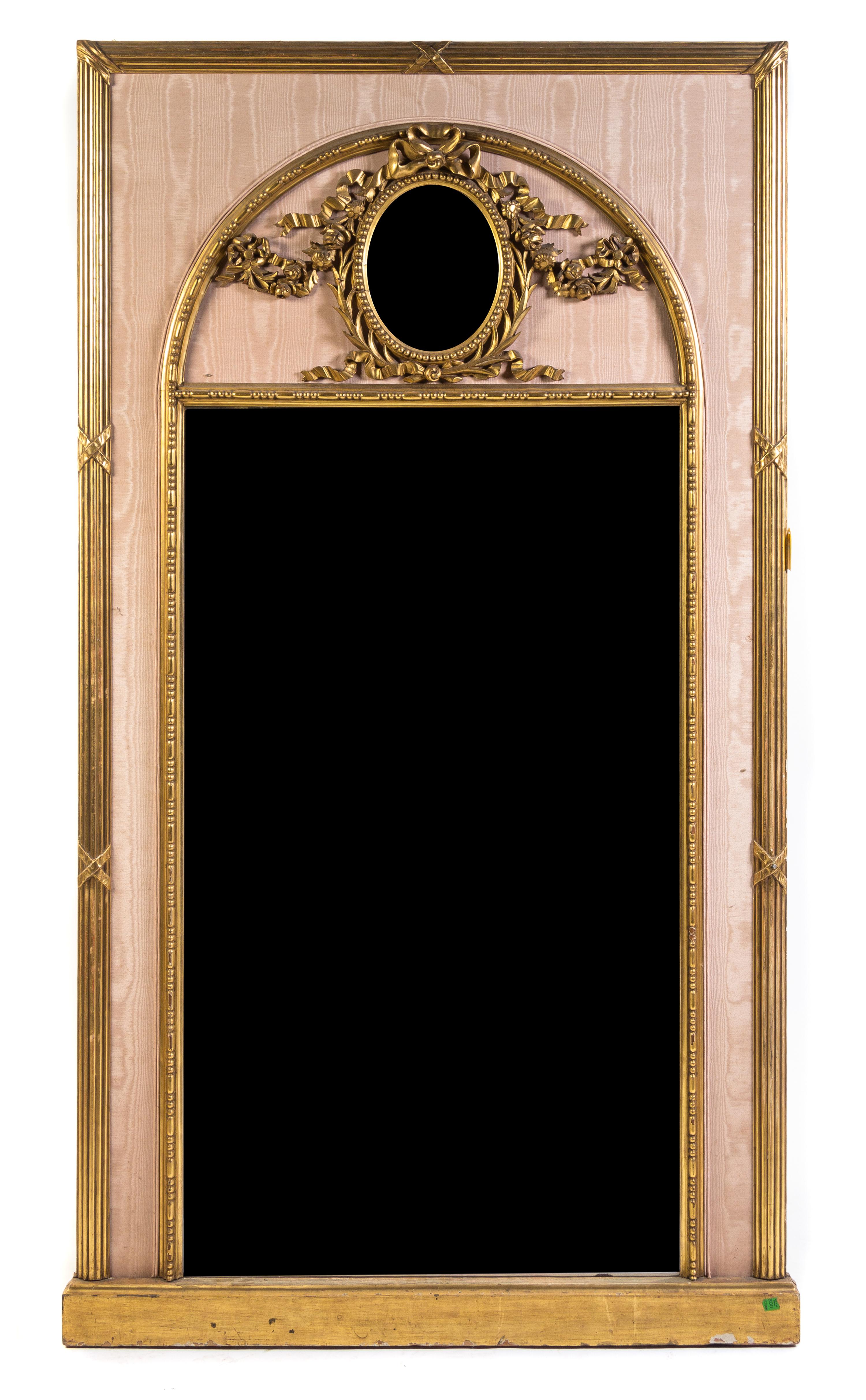 A Louis XVI Style Giltwood Trumeau Mirror Height 82 x width 45 1/2 inches. — FIRST HALF 20TH CENTURY