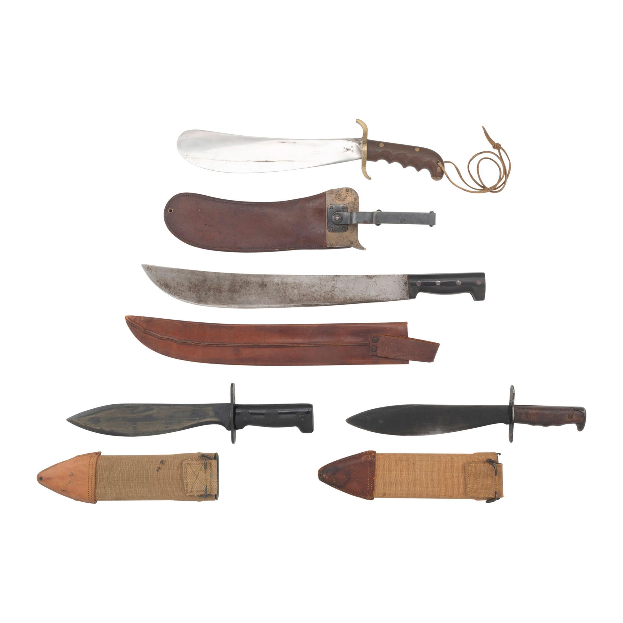 Group of Early 20th Century US Military Bolos & a Collins Machete