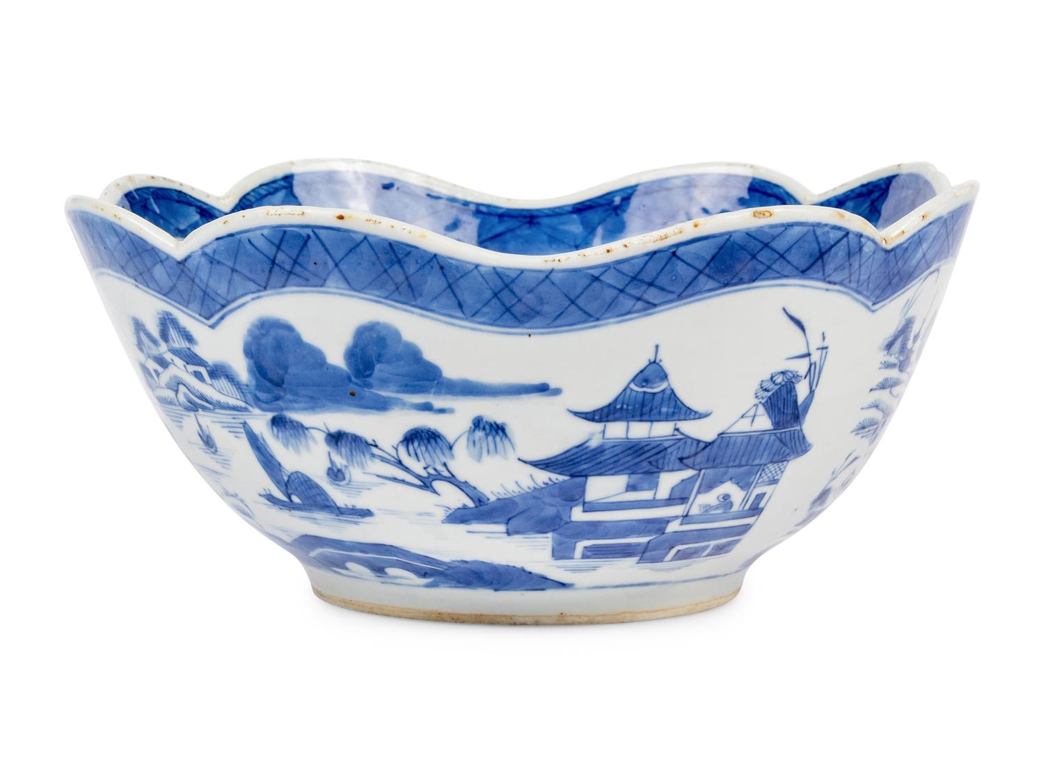 A Group of Canton Blue and White Porcelain Articles
