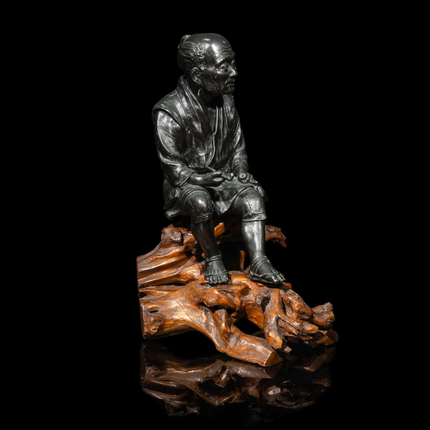 A Japanese Patinated Bronze Figure, Tokyo School, Meiji Period