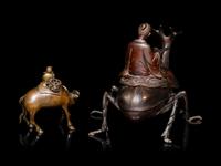 Two Japanese Bronze 'Figural' Incense Burners