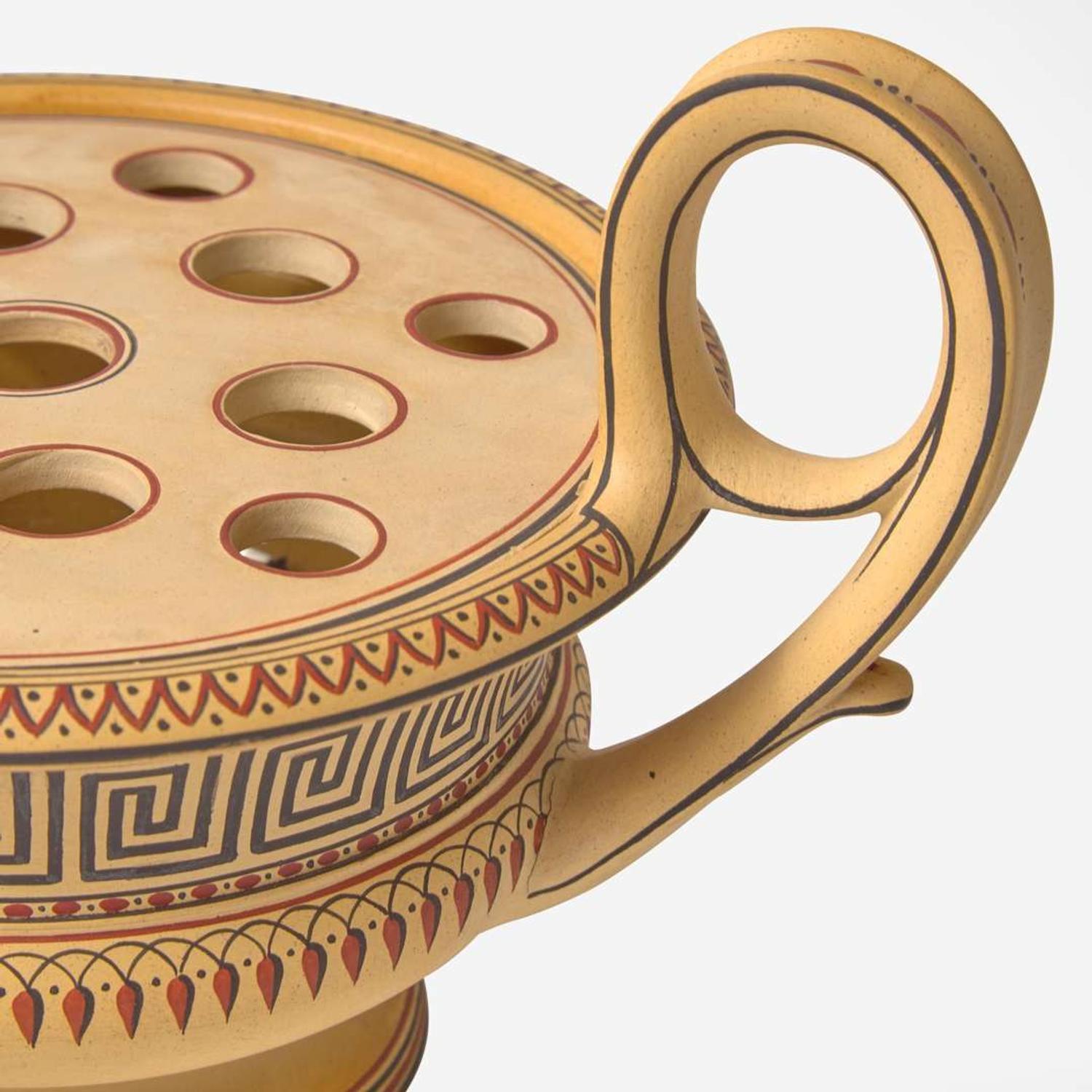 A Wedgwood Encaustic-Decorated Caneware Bough Pot or Pastille Burner UK, circa 1800