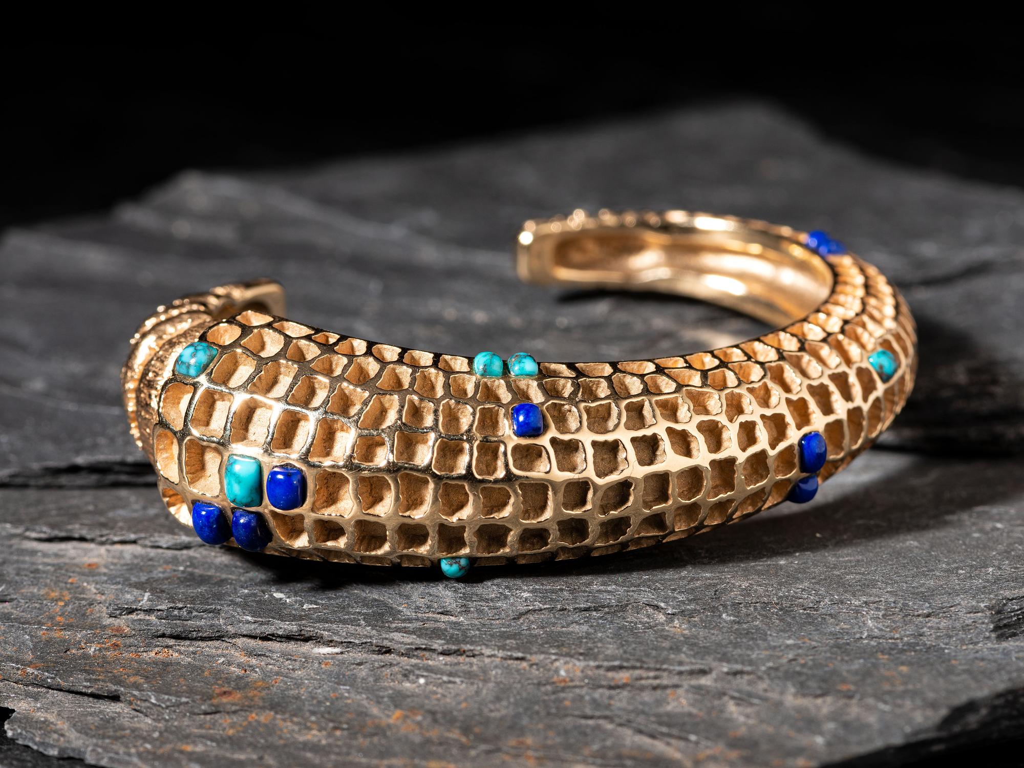 Tufa Cast 14K Gold Corn Cob Cuff Bracelet