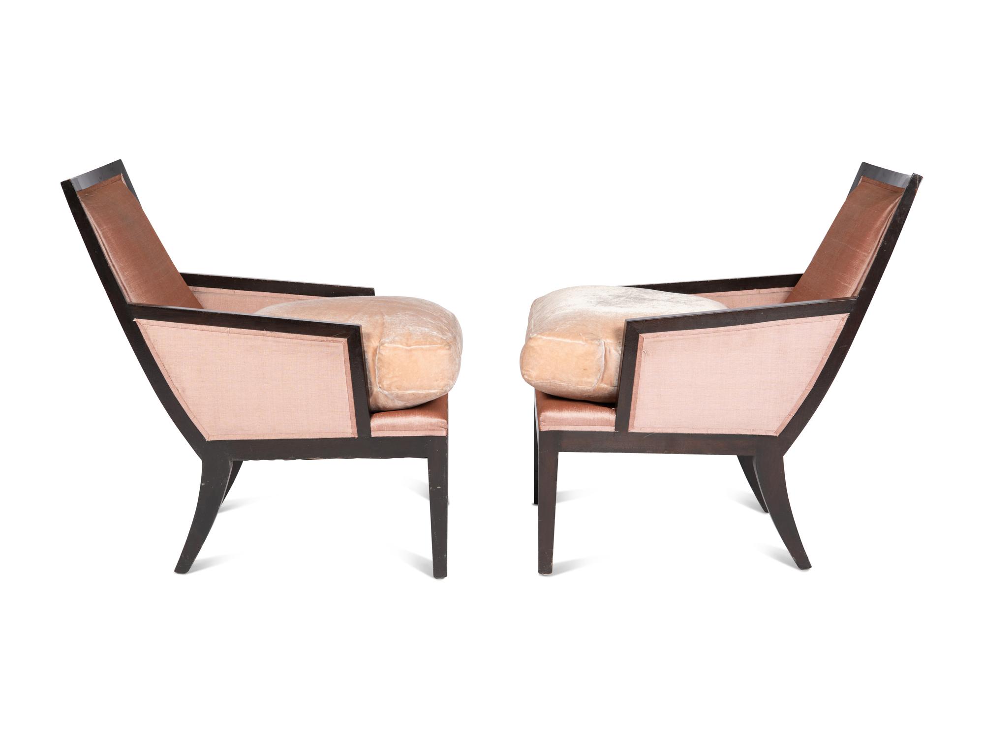 A Pair of Ebonised Bergères