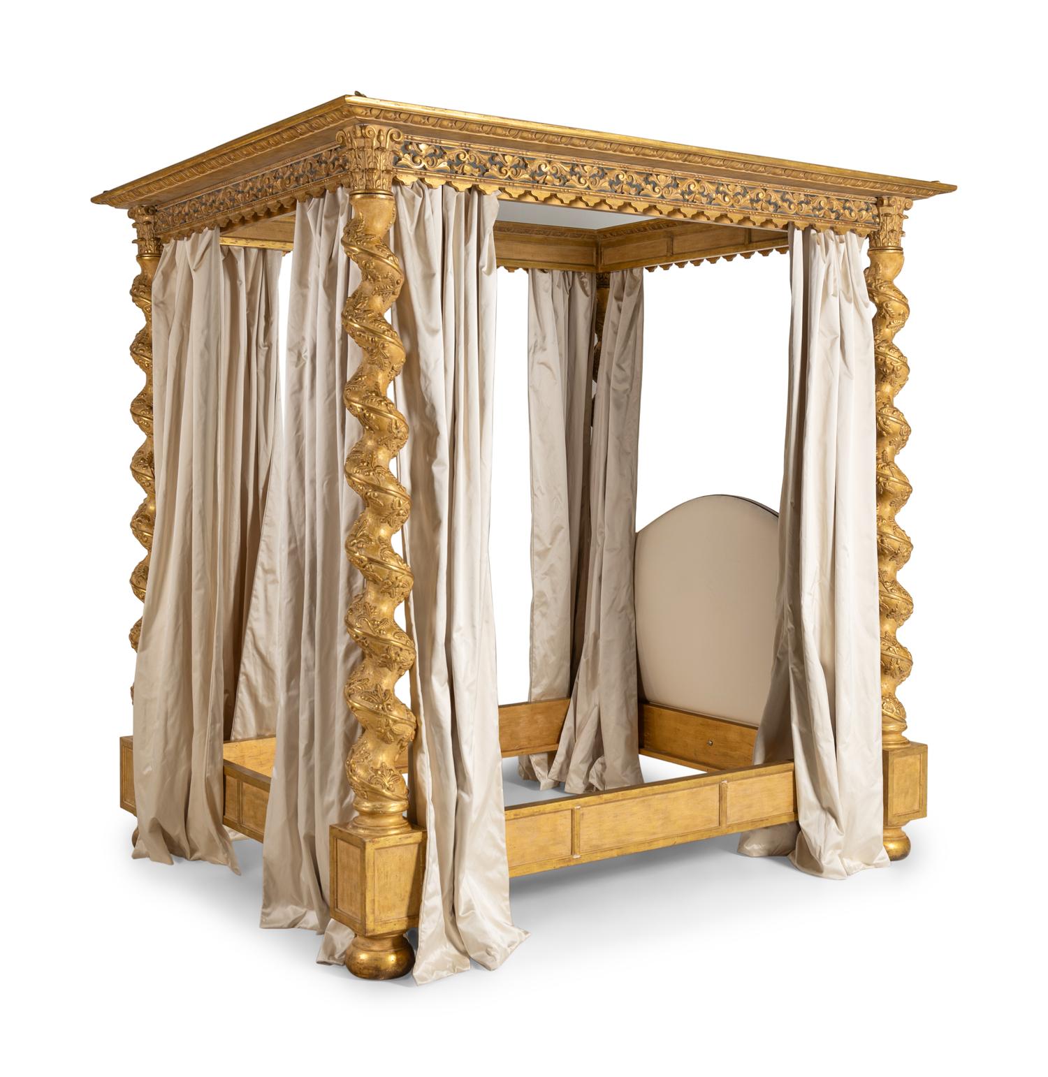 A Baroque Style Giltwood Canopy Bed