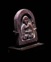 A Byzantine Red Steatite Icon of Saint Panteleimon