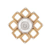 YELLOW GOLD, ROCK CRYSTAL AND DIAMOND BROOCH